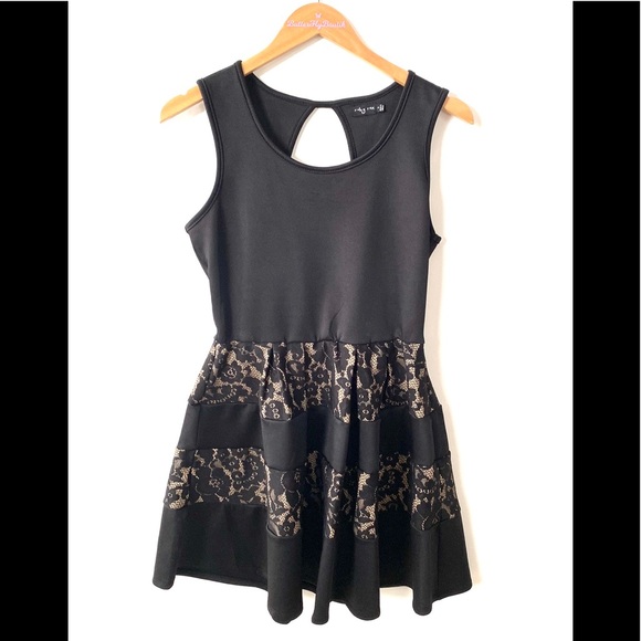 Ruby Rox Black Key Hole Back Lace Sleeveless Dress, Size 7 - Picture 9 of 10